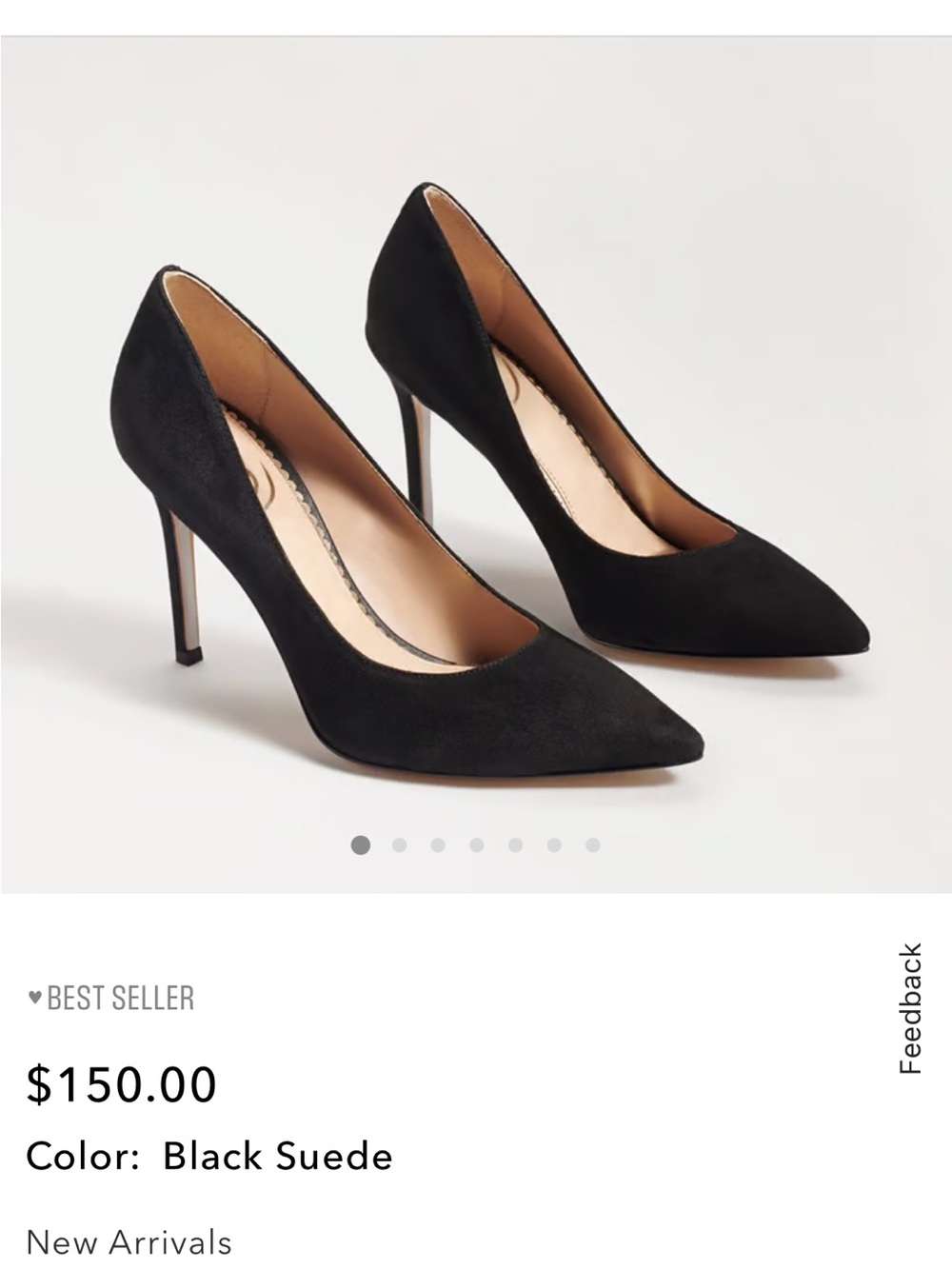 Sam Edelman Black Suede Pointed-Toe Stiletto Pumps
